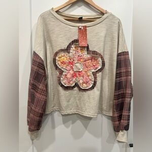 NWT- SHEIN Cream Long Sleeve Top Sz S